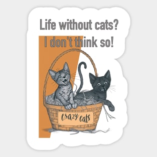 Cats playing with balls of yarn Funny T-shirt 06 Sticker